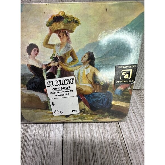 Vintage Set Of 6 Cork Coasters Posavasos Fantasia Made In Spain In Packet - Picture 8 of 10